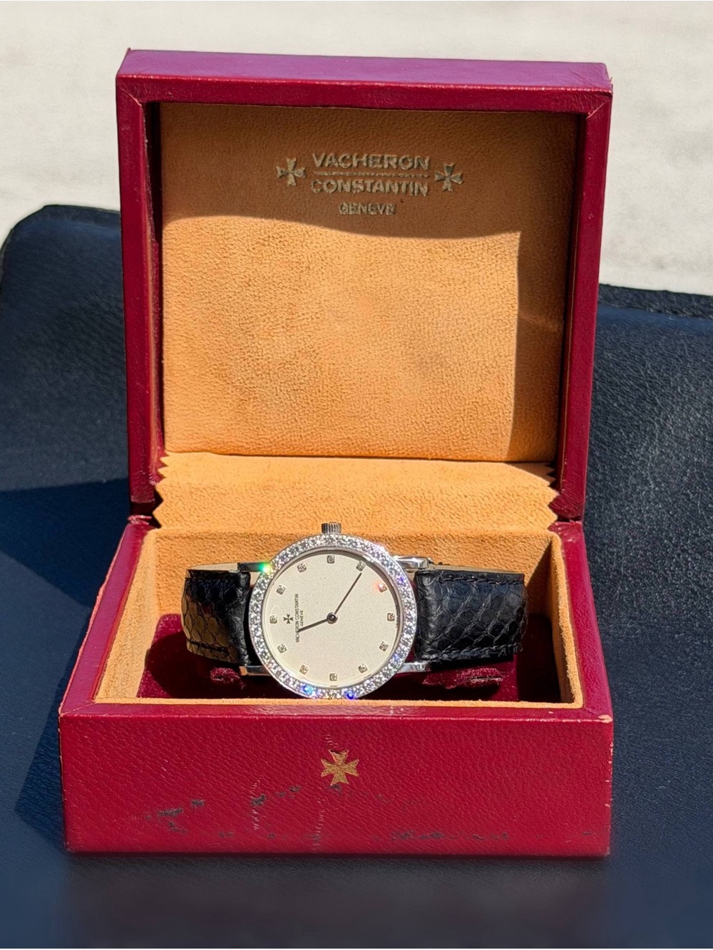 Vintage Vacheron Constantin Geneve 33mm 31540 18K White Gold Factory Diamond Bez